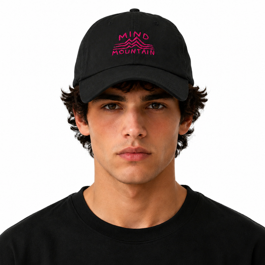 Mind Mountain Dad hat (pink logo)